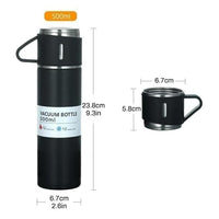 Steel Vacuum Flask Set with 3 Steel Cups – Premium Travel & Home Combo