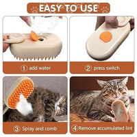 Handle Pet Steam Brush – 2-in-1 Grooming & Cleaning Brush for Cats & Dogs