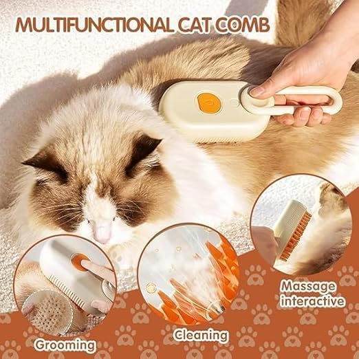 Handle Pet Steam Brush – 2-in-1 Grooming & Cleaning Brush for Cats & Dogs