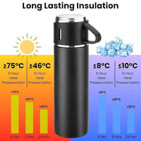 Steel Vacuum Flask Set with 3 Steel Cups – Premium Travel & Home Combo