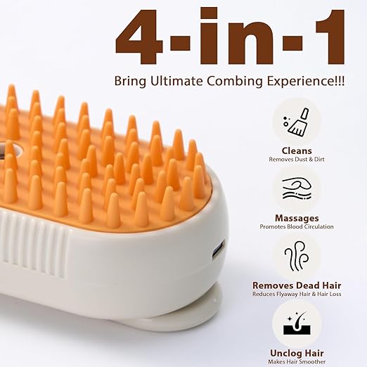 Handle Pet Steam Brush – 2-in-1 Grooming & Cleaning Brush for Cats & Dogs